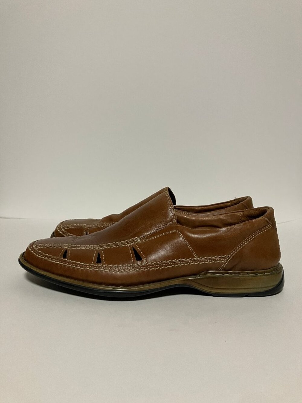 Josef Seibel "Steven 12" Brown Leather Fisherman Loafers Mens Size EU 43 US 10
